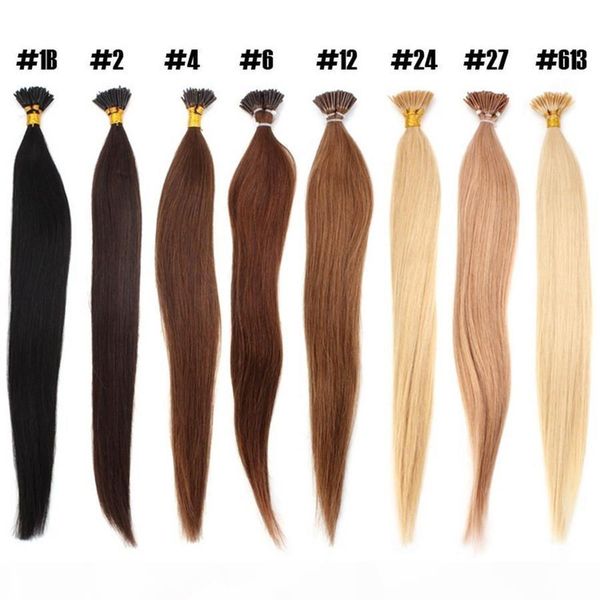 

16" 18" 20" 22" 24" keratin stick i tip human hair extensions 100g 1g s 100% indian remy hair extension, Black