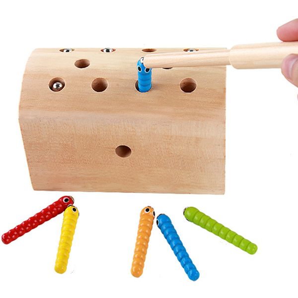 

10pcs insects basic educational development wooden magnetic catch insects game toys kids children educational toys