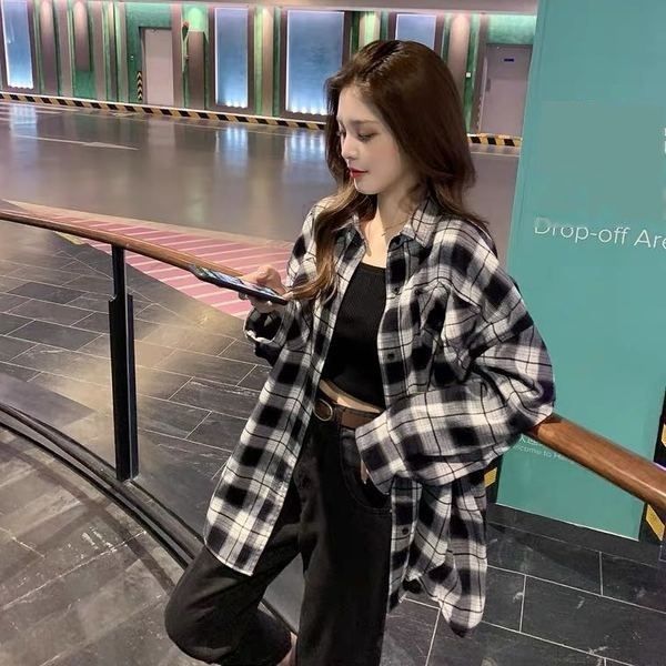 

961adds korean loose plaid cardigan on august 25th in advance 961adds shirt korean loose plaid shirt cardigan on august 25th in advance lgxk, White