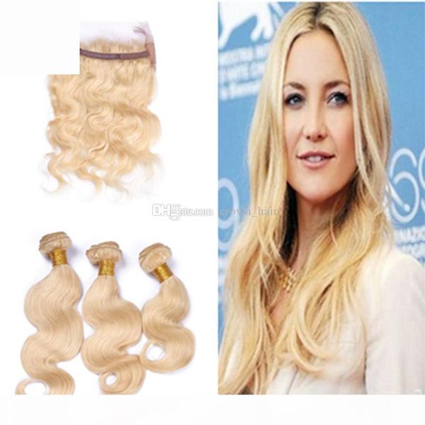 

new product blonde 613 hair bundles with 360 lace band frontal part russian virgin body wave hair with 360 lace band frontal, Black
