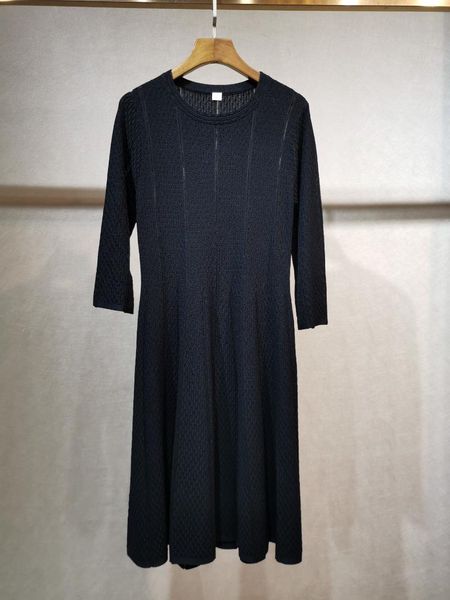 

2021 new ladies fashion long sleeve round neck knit dress 0928, Black;gray