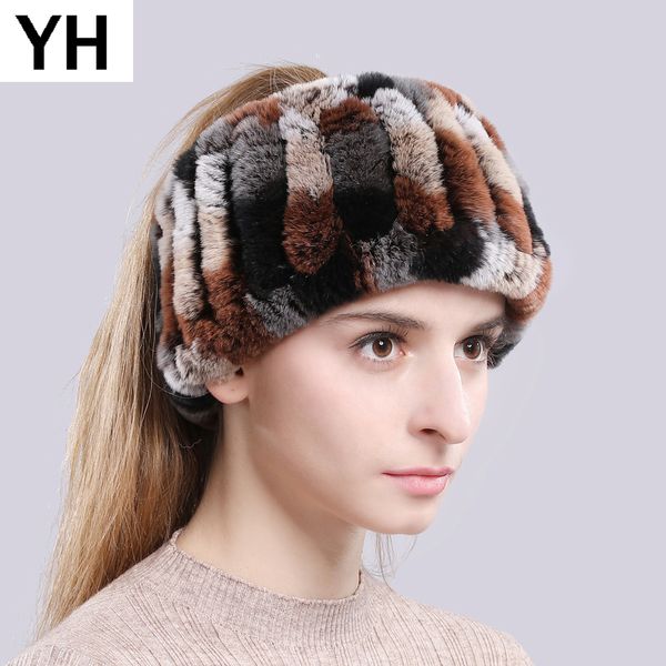 

lovely women real rex rabbit fur scarf handmade good elastic real rex rabbit fur headband winter warm lady real fur ring scarves y201007, Blue;gray