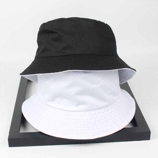 Cloches İki Yan Döner Siyah Beyaz Katı Kova Şapka Unisex Chapeau Moda Balıkçılık Yürüyüş Bob Kapaklar Kadın Erkek Panama Summer1