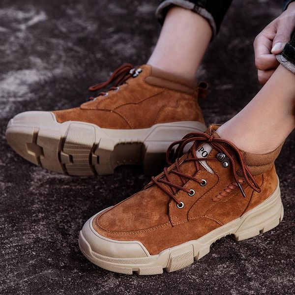 

spring boots men genuine leather men sports sneakers fashion retro casual street footwear youth male single ankle tooling boots, Black