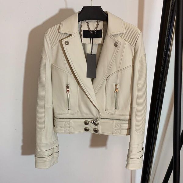 

new fashion designer jacket women's lion buttons synthetic leather motorcycle jacket 201030, Black