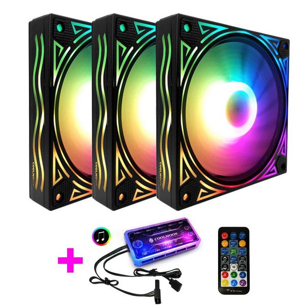 

rgb fan 12cm chassis case fan dor deskcomputer rgb cooling music control support mobo 5v aura sync giant wave style