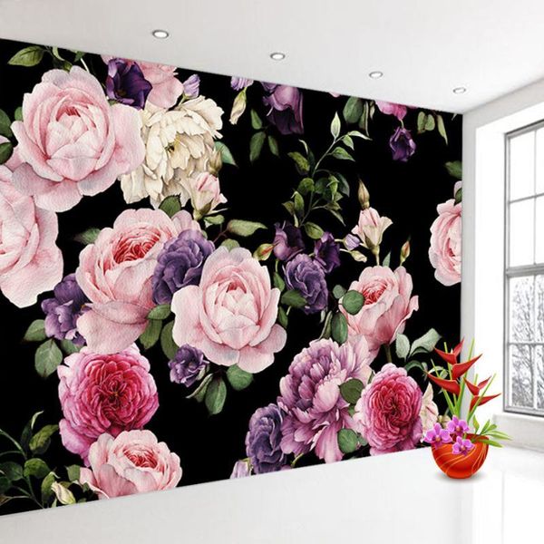 Papéis de parede Papéis de parede de mural personalizados Flores peônias para sala de estar Decoração de parede de parede de casas da sala de estar PO PINTURA1