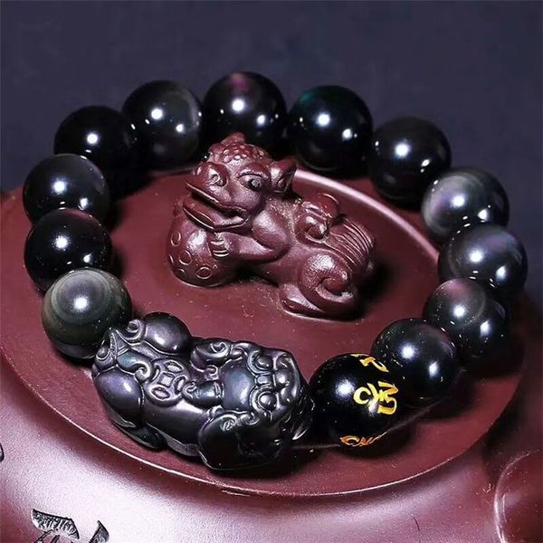 

h8bz0 часть высокого кристалл фестиваля естественно радуги obsidianbracelet обсидиана обсидиан глаза одна монета сингл дунхай ручная цепь с, Golden;silver