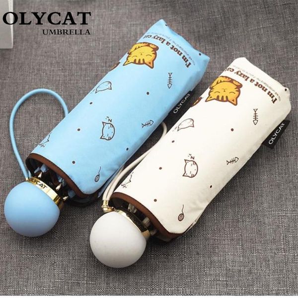 

olycat марка малый женщины зонт пять складной ручной портативный дождь зонтики солнцезащитный черное покрытие девушки paraguas qylkkx mywjqq