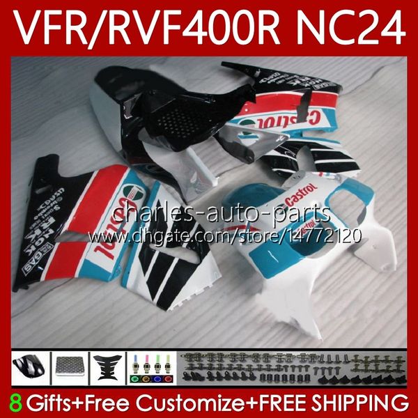 Kit corpo per HONDA RVF400R VFR400 R NC24 V4 VFR400R 87-88 Carrozzeria 78No.61 RVF VFR 400 RVF400 R 400RR Nero ciano 87 88 VFR400RR VFR 400R 1987 1988 Carenatura moto