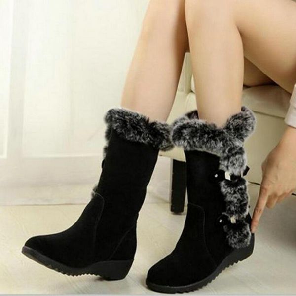 

boots women 2021 arrival winter warm snow fashion heels ankle for shoes woman botas mujer, Black