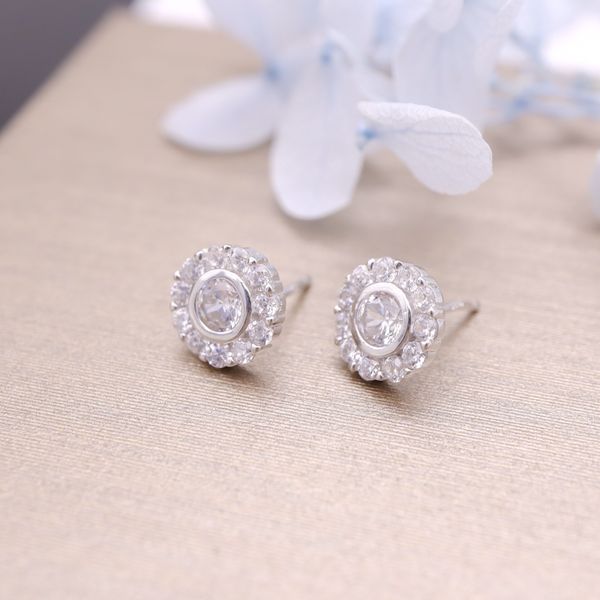 

hengsheng s925 silver cross-border one product dropshipping round circle fashion korean style simple zircon stud earrings for women, Golden