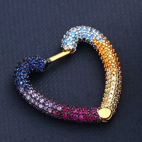 

hoop & huggie european and american earrings fashion crystal diamond single rainbow heart-shaped female sweet love gift for girlfrien, Golden;silver