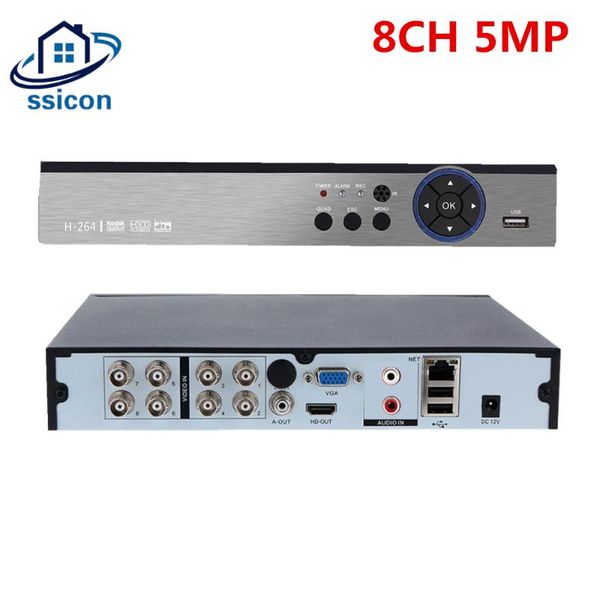 

kits 8ch 5mp ahd dvr recorder 5 in 1hybrid nvr h.265 cctv video for xvi tvi cvi analog ip camera, Black;white