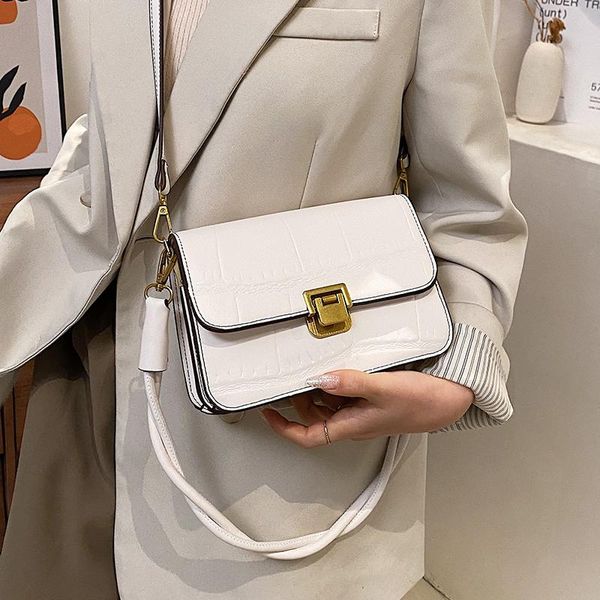 

cross body trend crocodile pattern square flap bag for women's classic pu weave shoulder ladies all-match leather crossbody handbag sac