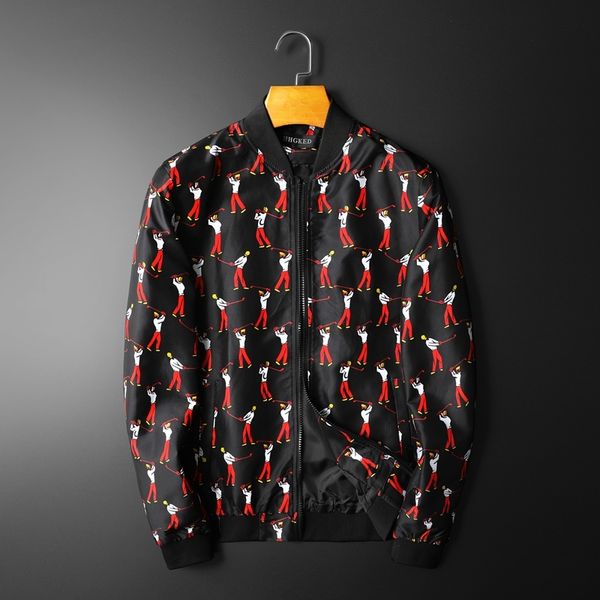

creative autumn sport character outfit men's neck revenge golfing printed jacket gz54, Black;brown