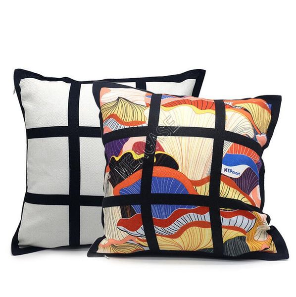 

40*40cm blank sofa gridview back cushion cover polyester peach skin throw pillow sofa home decorative sublimation pillowcase f102003, Blue