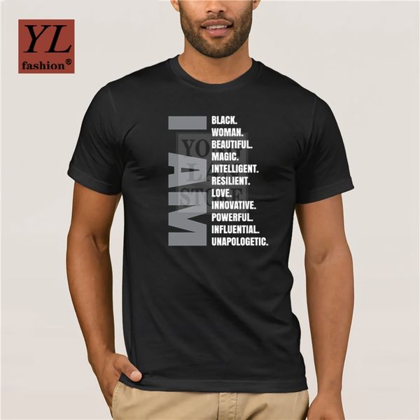 

новые модные моды напечатанного мужской футболка 100% хлопок i am черный человек уникального творческого короткого рукав график спорт толсто