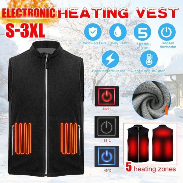 

outdoor t-shirts 5 areas electric heated vest jacket usb heating men winter thermal polyester camping hiking warm hunting jacket1, Gray;blue