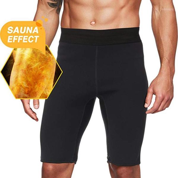 

2019 men's sweat sauna shorts thermo slimming shorts male pro sports tights black bodybuilding slim fit bottom1, White;black