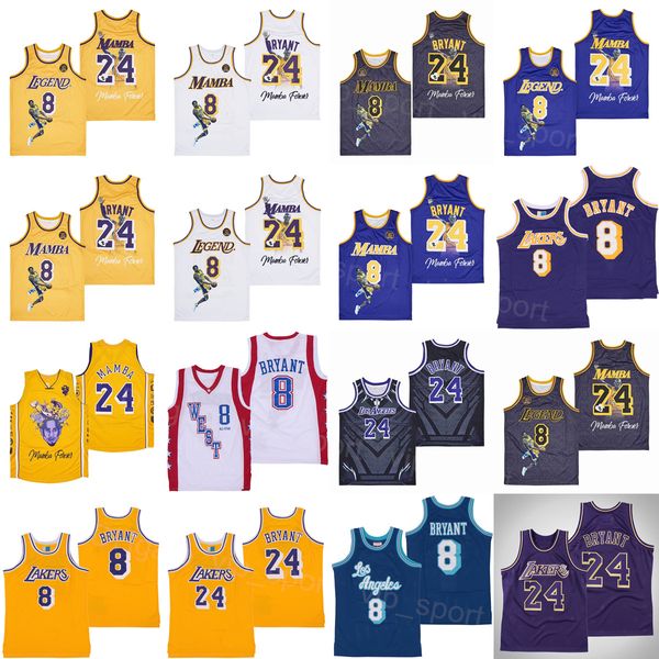 Uomo 24 8 Maglia da film Basket Ricamo e uniforme Ed Nero Bianco Giallo Blu Viola Colore della squadra Hiphop Traspirante Hip Hop Sport Puro cotone Alto / buono