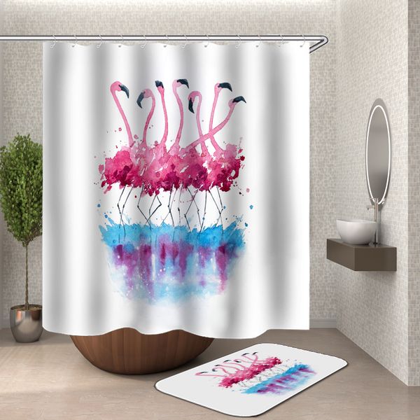 

flamingo shower curtain with hooks animal polyester waterproof 3d shower curtains bathroom bath curtain or mat