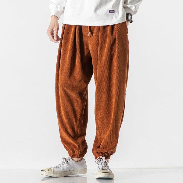 

new corduroy men's harem pants fashion men jogging sweatpants big size cotton woman casual trousers streetwear dropshipping 5xl, Black