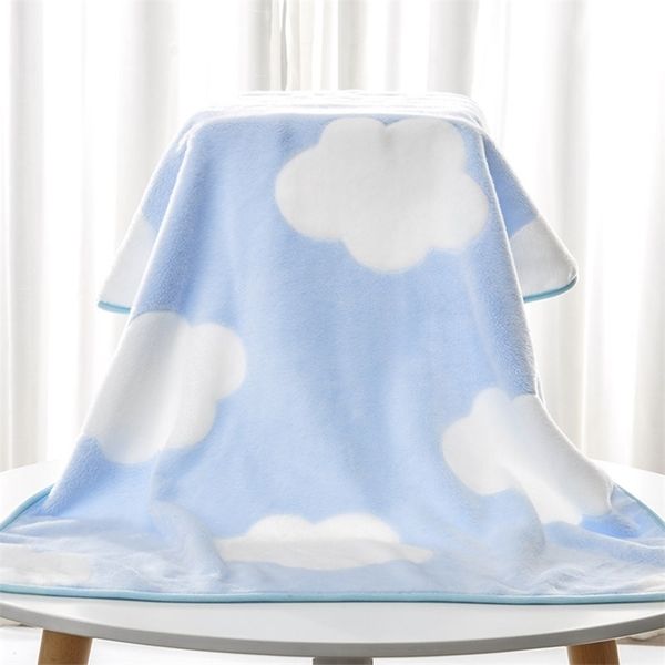 

newborn baby blanket cloud print coral fleece kids swaddle envelope toddler stroller cover wrap children bedding blanket y201009
