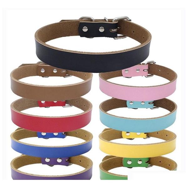 

wholesale 9 colors 4 sizes high grade pure cowhide pet collar real leather thickening dog chain traction rope dog accessories a022 v9jq
