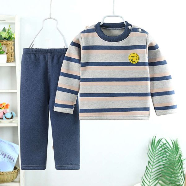 

baby children's set warm plush underwear thickened cloth pants boys' and girls' autumn winter pajamas 78ee78ee49ms, Blue;red