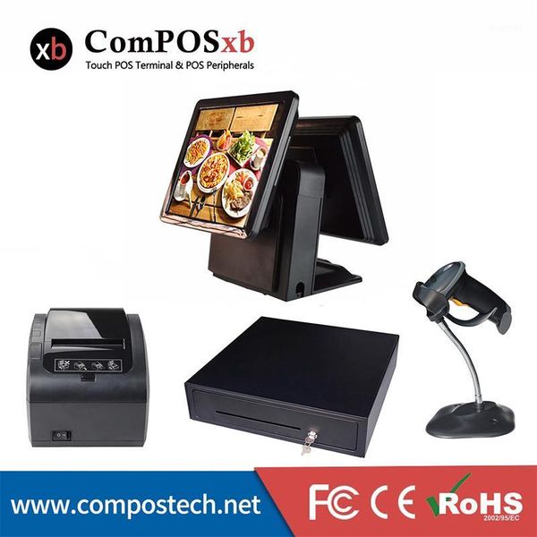 

cash registers dual 15inch touch screen all in one terminal black for supermarket1