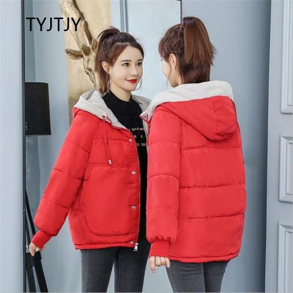

tyjtjy winter coat women 2020 fashion winter jacket women cotton padded parka outwear hooded 7 colors solid female jacket coat, Black