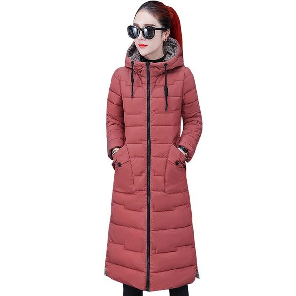 

wear on both sides winter jacket women's hooded plus szie women parkas cotton padded long coats female down jacket, Black