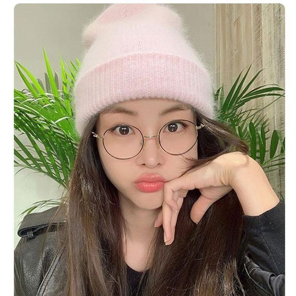 

beanies vriginer pink autumn winter hat soft fur woman warm korean version knitted bonnet wholesales hats1