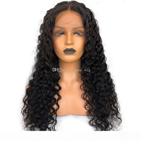 

silk full lace wigs deep wave lace front human hair wigs unprocessed brazilian silk base wig black women with baby hair, Black;brown
