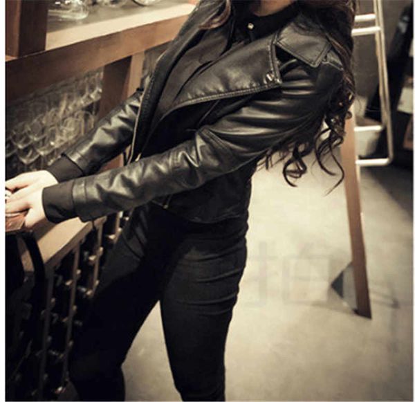 

factory direct wholesale europe and america 2020 fashion leather jacket punk women's motorcycle short jacket, Black