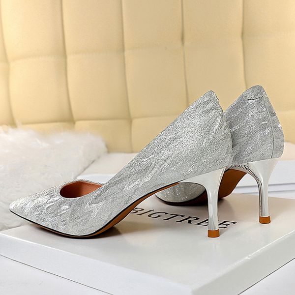 

women low 5cm 7cm 9cm high heels glitter bling scarpins luxury elegant valentine pumps wedding bridal silver party shoesmultifunction, Black