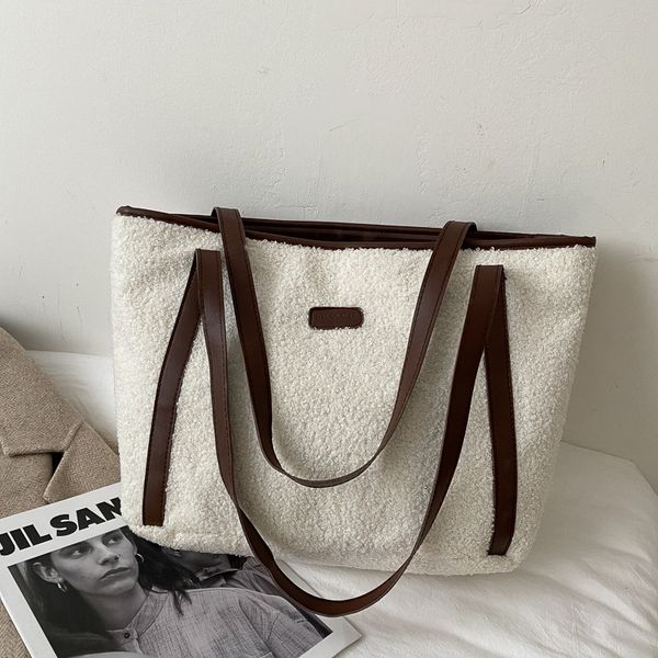 

hbp lamb plush ladies handbag large capacity 2020 autumn and winter new trendy wild fur lazy one-shoulder tote bag