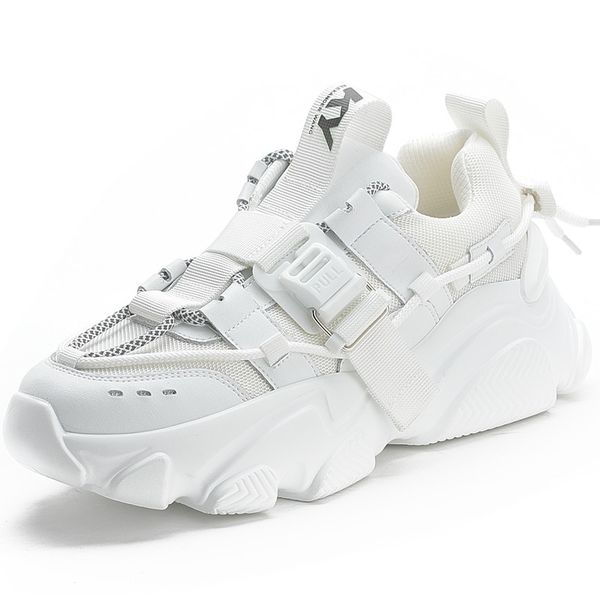 

rasmeup women's mesh breathable platform sneakers fashion women chunky shoes ladies trainers footwear 201105, Black