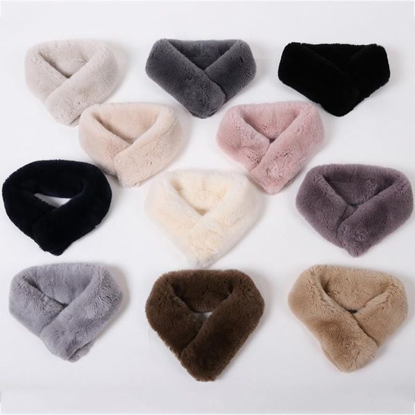 

scarves ladies real rex fur scarf winter warm soft women muffler, Blue;gray