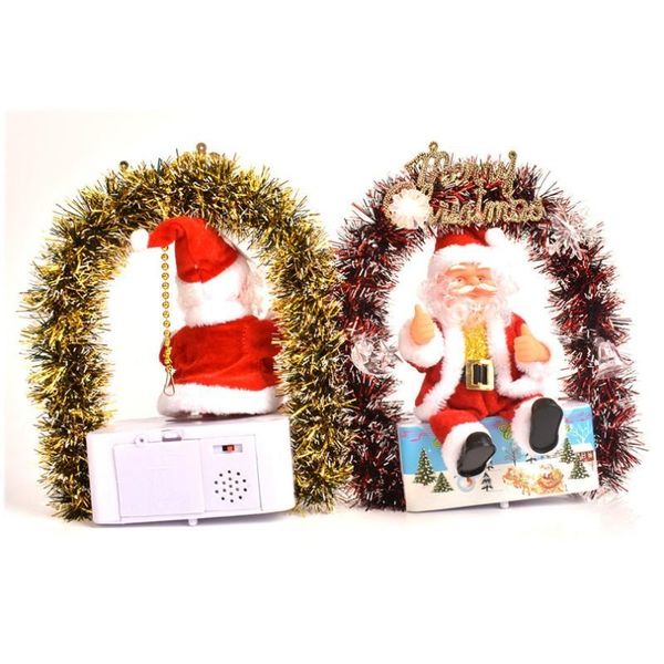

2020 new led lighted flower wreath swing doll electric santa merry christmas baby gift claus kids xmas present