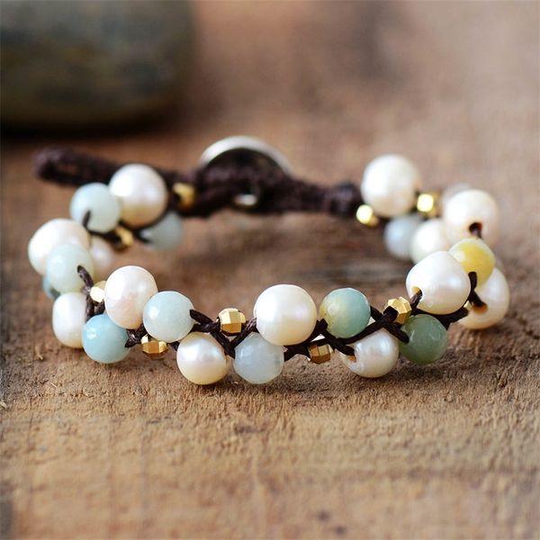 

unique freshwater pearl wrap bracelets wholesale handmade bohemia friendship bracelet dropshipping jewelry y200918, Black