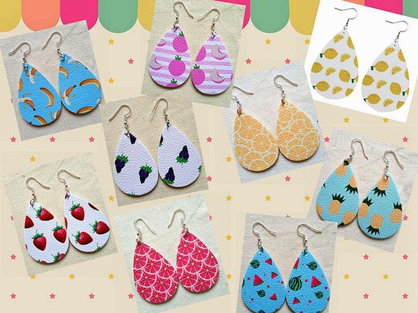 

2020 new simple water drop teardrop faux pu leather earrings for women, Silver