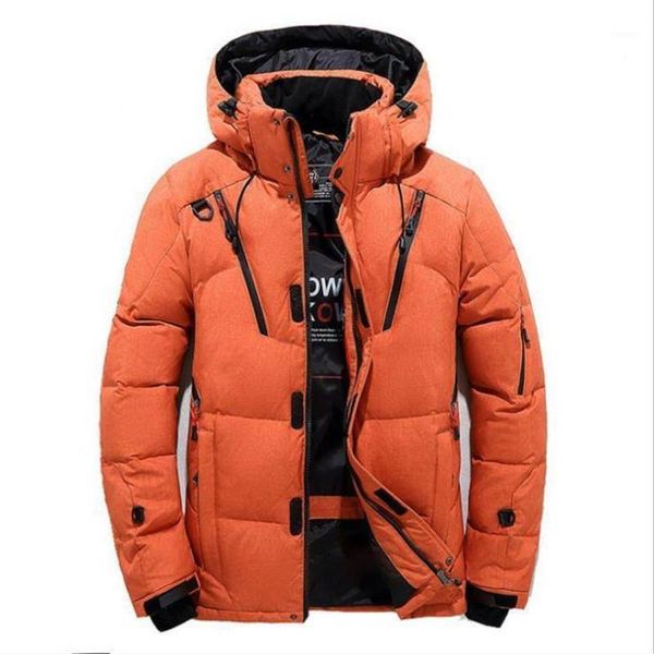 

bzbfsky2021 winter jacket men hooded thick warm duck down parka coat casual slim down mens overcoat many pockets1, Black;brown
