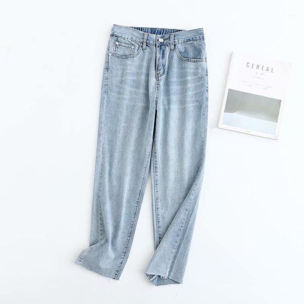 

fashion women xr5065 han edition dress wholesale 2020 chun xia half harlan elastic waist jeans new pants1, Blue