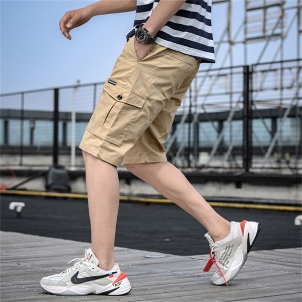 

new in 2021 load summer men's mode of the tactical shorts multi-pocket males wide pants plus size lvpm, White;black