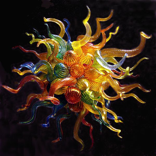 

multicolor chihuly style blown glass art chandelier cafe decoration lamps art