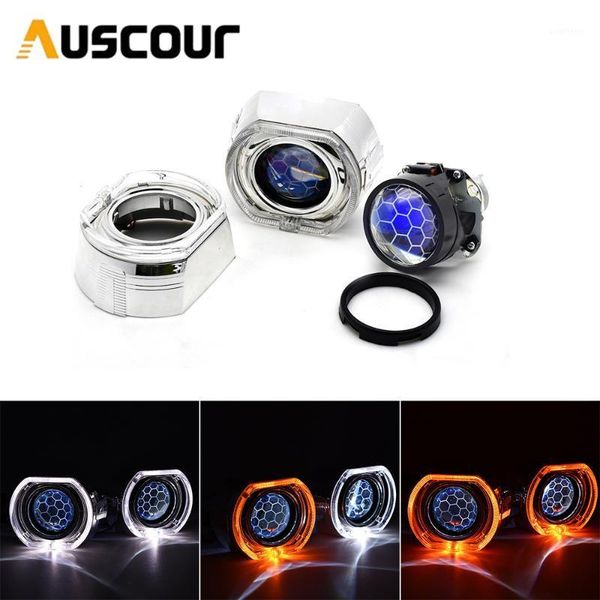 

2.5 inch honeycomb bi xenon hid projector lens for led day running angel eyes mask h1 h4 h7 retrofit motorcycle car assembly kit1