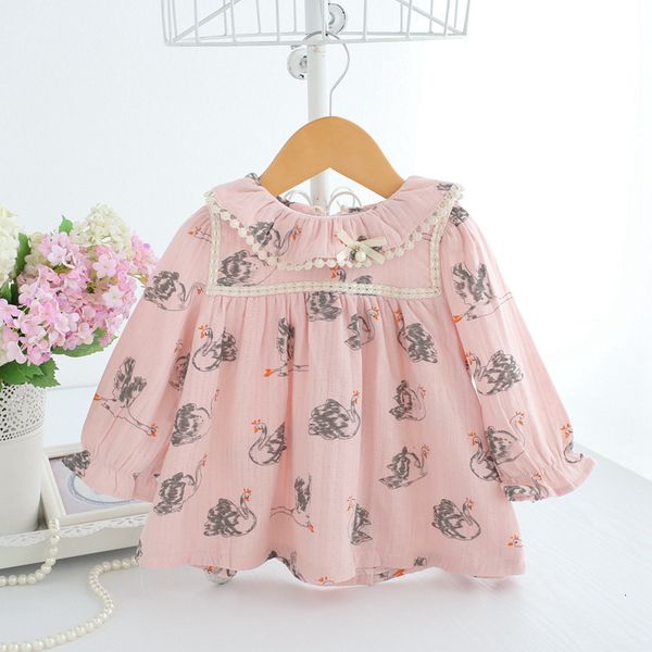 

2021 new idea fish girs a-line children spring newborn lantern sleeve print party princess infant baby clothes kc8c, Red;yellow