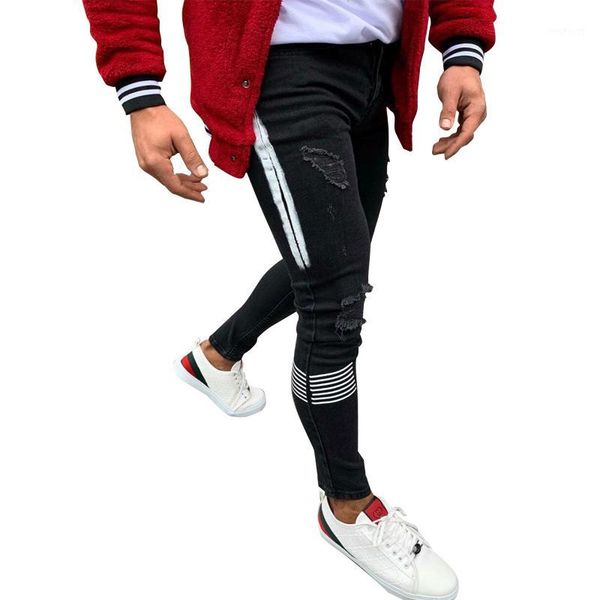 

2020 european and american style men's fashion jeans casual hip hop denim pants breen trousers with a waist high1, Blue